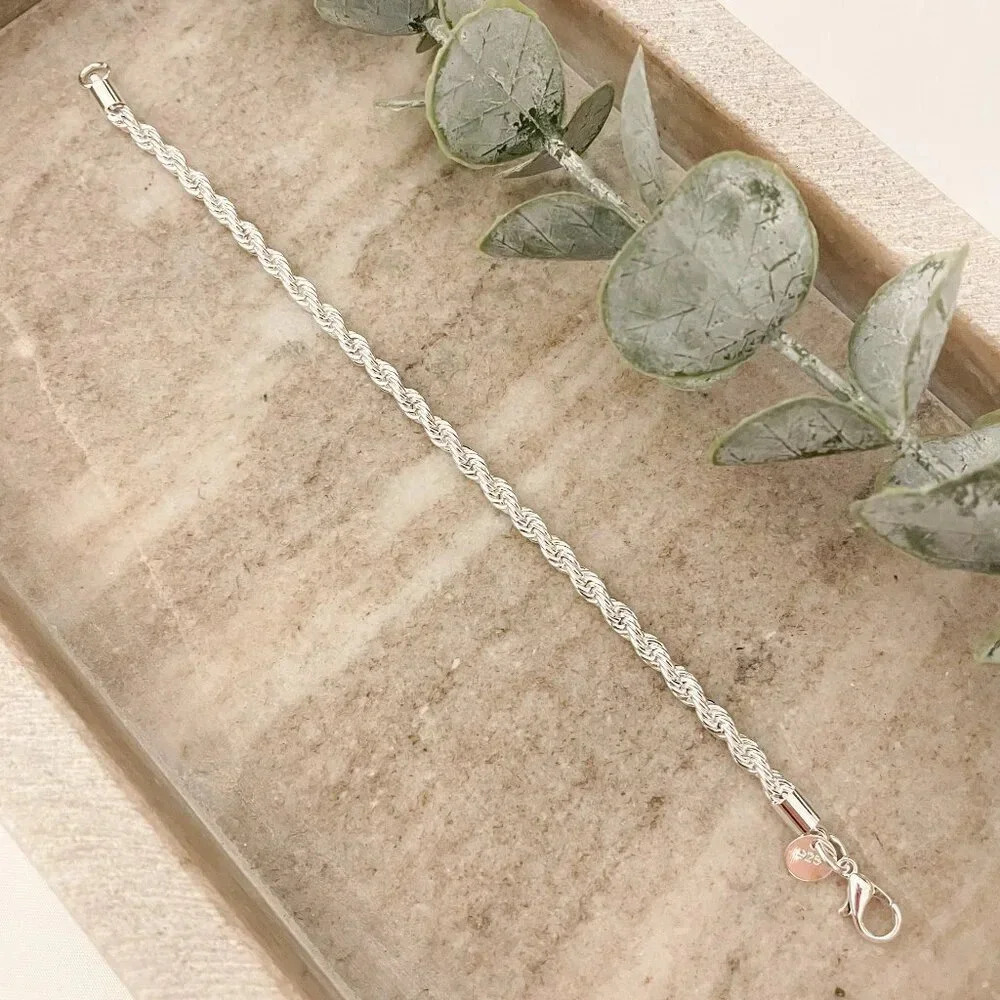 925 Sterling Silver Dainty Twist Chain Bracelet Stackable Chain Bracelet - Picture 4 of 4